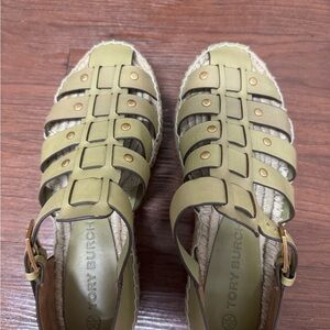 Tory Burch Sage Green Espadrille Sandals
